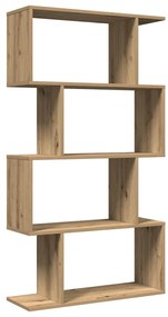 4 szintes kézműves tölgy fa elválasztó könyvespolc 70x24x129 cm