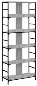 szürke sonoma színű szerelt fa könyvespolc 78,5 x 33 x 188,5 cm
