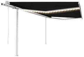 antracitszürke szélérzékelős és LED-es napellenző 4,5 x 3 m