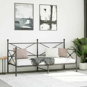 fekete acél kanapéágy matrac nélkül 75 x 190 cm