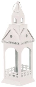 Fém lámpa, templomtorony, fehér, 30 cm
