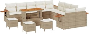 vidaXL Kerti Kanapé Szett párnával 18 pcs Beige és krém polirattan