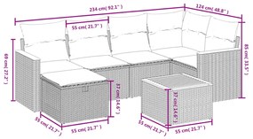 7 részes szürke polyrattan kerti ülőgarnitúra párnákkal