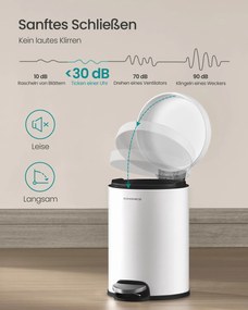 SONGMICS fürdőszobai szemetes csendes tetővel, 3L, fehér