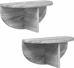 vidaXL Falpolc 2 pcs Szürke Sonoma 38 x 19 x 19 cm Faanyag