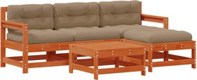 vidaXL Kerti lounge szett 5 pcs Viaszbarna Tömör fenyő