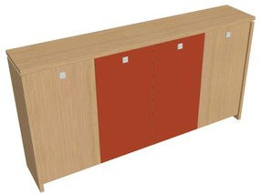 Verno közepes gardrób 248 x 46 x 130 cm, kombinált ajtó, világos tölgy / narancs
