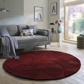 Borvörös kézi szövésű gyapjú kerek szőnyeg ø 160 cm Shard Red – Flair Rugs