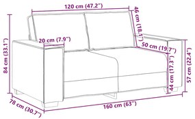 kétszemélyes, bézs színű, szövetből készült kanapé 120 cm