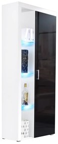 Polcos szekrény Magnolia MA2 (fehér + fényes fekete) (kék LED világítás). 1058278