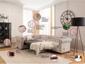 Bézs bársony kinyitható sarokkanapé (bal oldali-L alakú) York Blik – Ropez