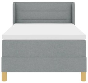 Boxspring ágy matraccal világosszürkében, 100 x 200 cm, szövet