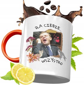 Donald Tusk Narancssárga Bögre Ajándék, fényképes nyomattal