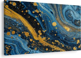 Kép - Kék absztrakció arannyal (90x60 cm)
