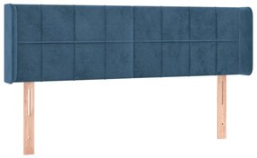 sötétkék bársony LED-es fejtámla 147 x 16 x 78/88 cm