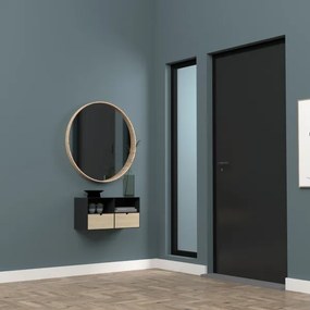 Fekete/bambusz BEKIM éjjeli szekrény, falra szerelhető opciónál