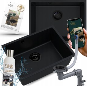 Függesztett pult alatti mosogató fekete Egykamrás Fekete Szifon 9in1