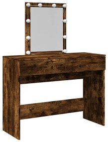 füstös tölgy színű fésülködőasztal LED-del 100 x 40 x 130 cm