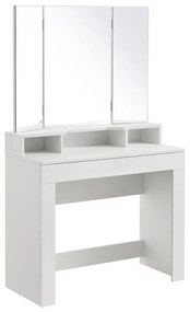 Fésülködőasztal Marla háromas tükörrel, fehér színben,  szék nélkül