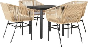 vidaXL 5 észes barna polyrattan üveg kerti étkezőgarnitúra párnával