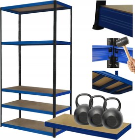 Tárolószekrény fém állvány Helios 213x75x30cm 5Px350kg Tömör Kék