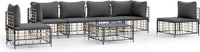 vidaXL 7 részes antracitszürke polyrattan kerti ülőgarnitúra párnákkal