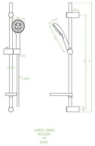 Laveo Caris, falra szerelhető zuhanygarnitúra, króm, LAV-NLC_01A1