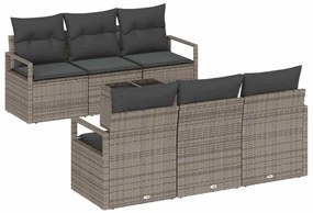 vidaXL Kerti Kanapé Szett párnával tárolóval 7 pcs Szürke polirattan