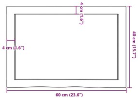 sötétbarna kezelt tömör tölgyfa asztallap 60x40x(2-6) cm