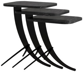 Pion Black Marble tárolóasztal, 3 db