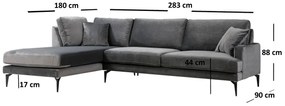 Sarokkanapé Papirolla (B) (antracit + fekete). 1106934