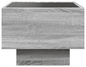 szürke sonoma színű szerelt fa kisasztal LED-del 40x40x30 cm