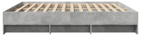 betonszürke szerelt fa ágykeret matrac nélkül 180 x 200 cm