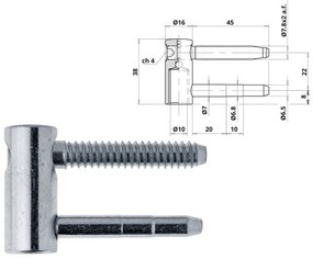 Otlav pánt 3D 16mm LÁNY ezüst (csaphossz 45mm)
