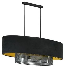 Duolla - Csillár zsinóron DOUBLE OVAL RATTAN 2xE27/15W/230V fekete/rattan