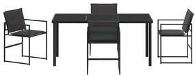 Kert étkező szett 5 pcs Fekete 160 x 80 x 73 cm