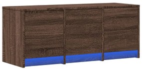 barna tölgy színű szerelt fa TV-szekrény LED-del 97x34x40 cm
