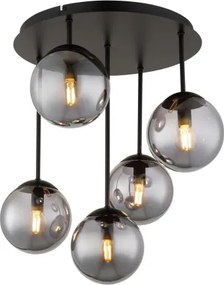 Globo 47441-5S Mennyezeti lámpa, fém matt fekete, füstszínű üveggolyók, ø: 380mm, M: 510mm, 5x E14 LED 25W 230V izzók nélkül
