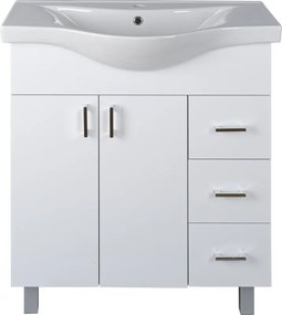 VivaStyle BIANKA 80 lábon álló fürdőszobabútor 3 fiókos Sanovit ALBATROS 10080 mosdóval 79,5 x 46 cm