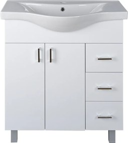 VivaStyle BIANKA 80 lábon álló fürdőszobabútor 3 fiókos Sanovit ALBATROS 10080 mosdóval 80 x 46 cm