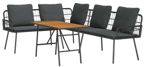 vidaXL Kerti Kanapé Szett 2 pcs Fekete polirattan