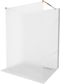 Mexen Kioto, átmenő zuhany paraván 110 x 200 cm, 8 mm-es jegesedés üveg, 2x rózsaszín arany stabilizáló távtartó, 800-110-002-60-30