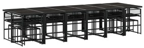 17 részes fekete polyrattan kerti étkezőgarnitúra