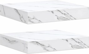 vidaXL Falpolc tárolóval 2 pcs Fehér márvány 23 x 23,5 x 4 cm Faanyag