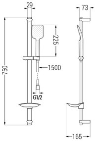 Mexen zuhanygarnitúra DB62, króm, 785624584-00