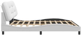 fehér műbőr ágykeret LED-világítással 200x200 cm