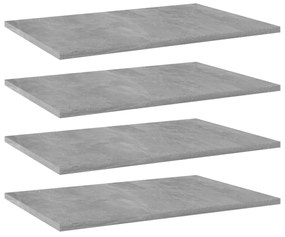 4 db betonszürke szerelt fa könyvespolc 60 x 40 x 1,5 cm