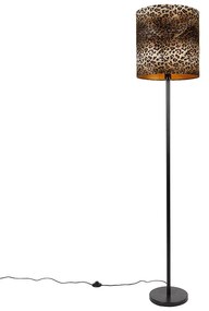 Állólámpa fekete lámpabúrával leopárdmintával 40 cm - Simplo