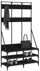 fekete ruhafogas cipőpolccal 100x40x184 cm
