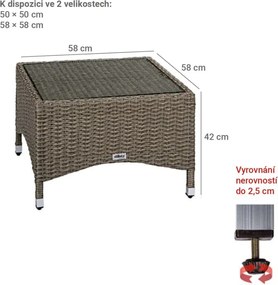 STILISTA Kerti asztal 58 x 58 cm polyrattan krém